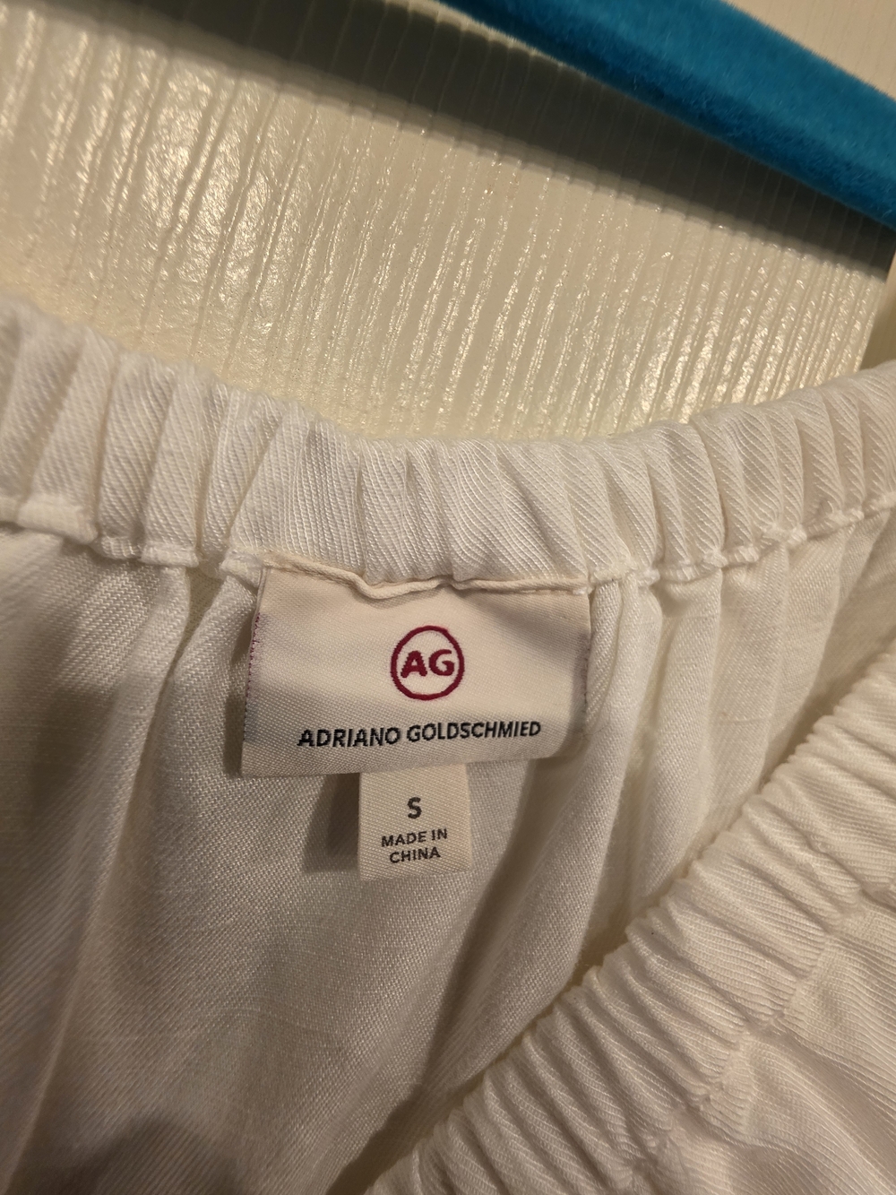 Ag Adriano Goldschmied White Elastic-Neck Women's Top